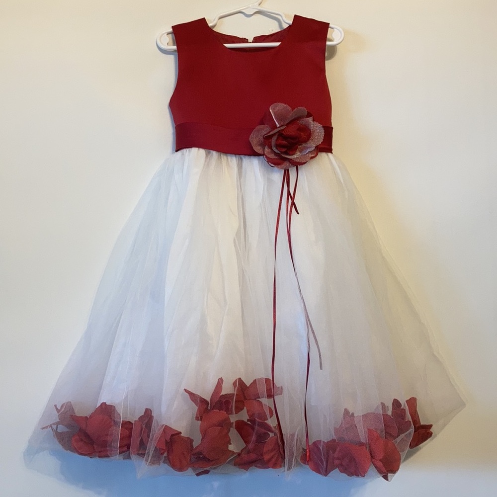 Petals in Lace Red and White Girl Party Dress